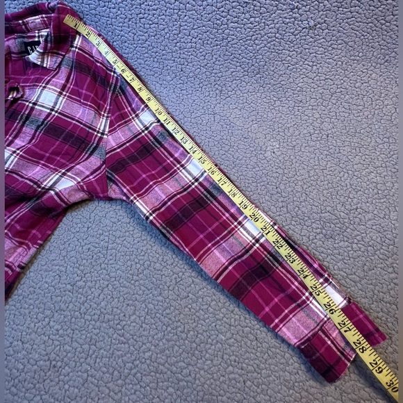 Gap Flannel Long Sleeve Button Up Blouse Womens Size XL Pink And White - Picture 7 of 9